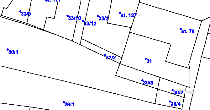 Parcela st. 32/2 v KÚ Městečko u Křivoklátu, Katastrální mapa