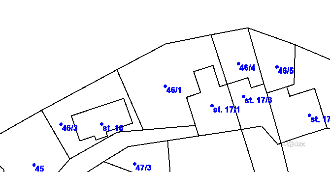 Parcela st. 46/1 v KÚ Městečko u Křivoklátu, Katastrální mapa