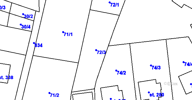 Parcela st. 72/3 v KÚ Městečko u Křivoklátu, Katastrální mapa