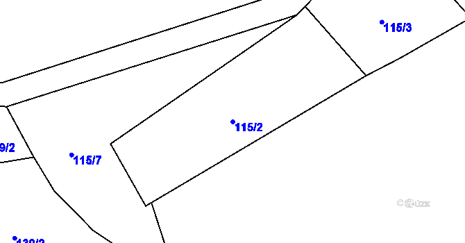 Parcela st. 115/2 v KÚ Městečko u Křivoklátu, Katastrální mapa
