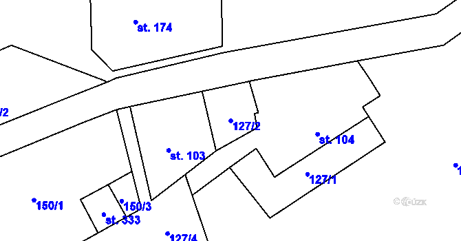 Parcela st. 127/2 v KÚ Městečko u Křivoklátu, Katastrální mapa