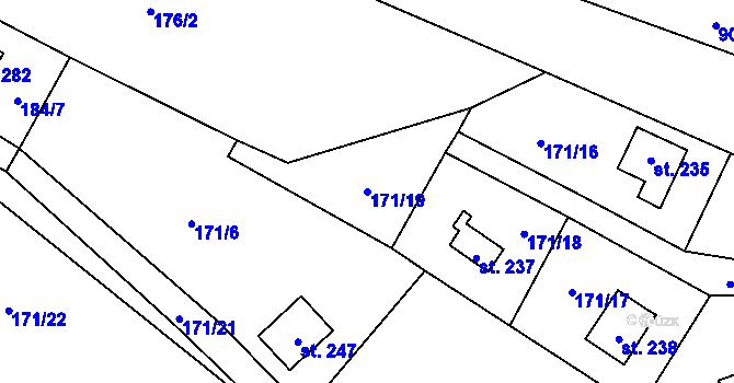Parcela st. 171/19 v KÚ Městečko u Křivoklátu, Katastrální mapa