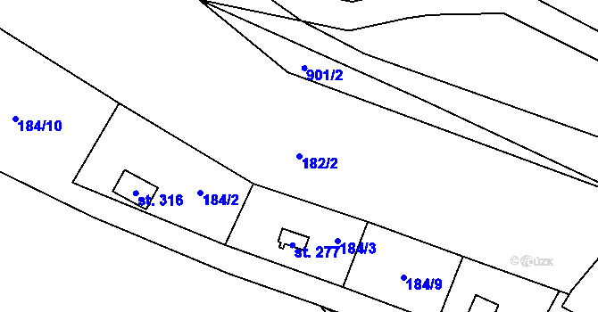 Parcela st. 182/2 v KÚ Městečko u Křivoklátu, Katastrální mapa