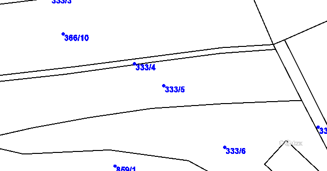 Parcela st. 333/5 v KÚ Městečko u Křivoklátu, Katastrální mapa