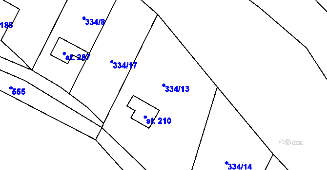 Parcela st. 334/13 v KÚ Městečko u Křivoklátu, Katastrální mapa