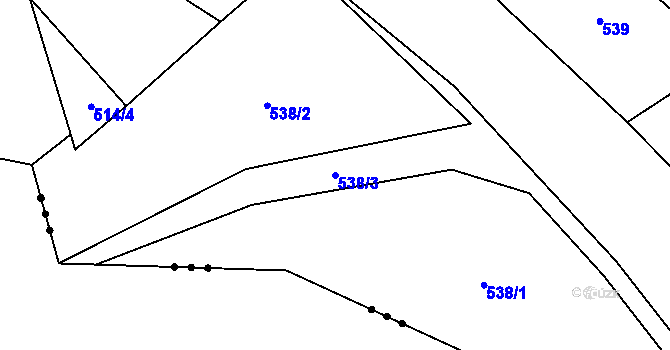 Parcela st. 538/3 v KÚ Městečko u Křivoklátu, Katastrální mapa