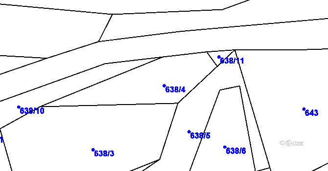 Parcela st. 638/4 v KÚ Městečko u Křivoklátu, Katastrální mapa