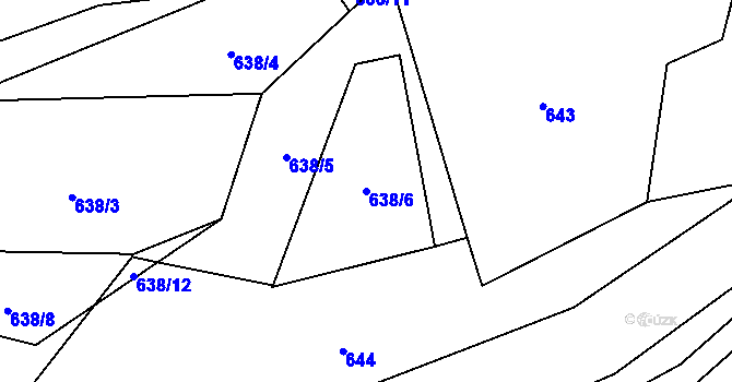 Parcela st. 638/6 v KÚ Městečko u Křivoklátu, Katastrální mapa