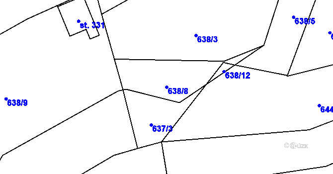 Parcela st. 638/8 v KÚ Městečko u Křivoklátu, Katastrální mapa