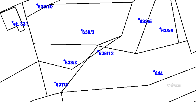 Parcela st. 638/12 v KÚ Městečko u Křivoklátu, Katastrální mapa