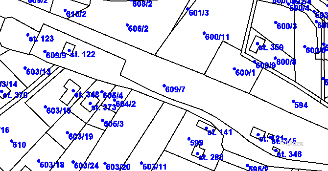 Parcela st. 609/7 v KÚ Městečko u Křivoklátu, Katastrální mapa