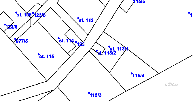 Parcela st. 113/2 v KÚ Městečko u Křivoklátu, Katastrální mapa
