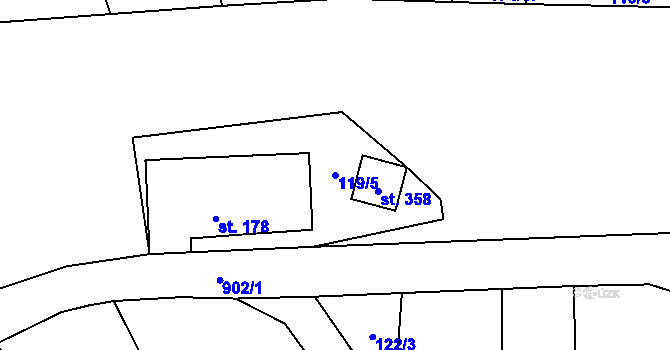 Parcela st. 119/5 v KÚ Městečko u Křivoklátu, Katastrální mapa