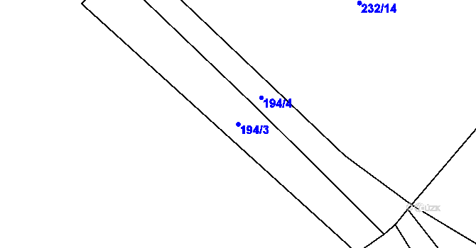 Parcela st. 194/3 v KÚ Městečko u Křivoklátu, Katastrální mapa