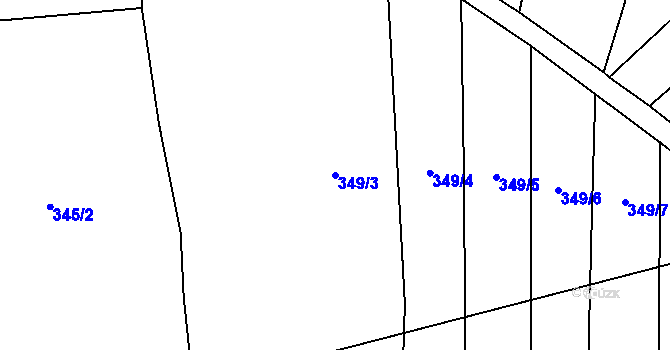 Parcela st. 349/3 v KÚ Městečko u Křivoklátu, Katastrální mapa