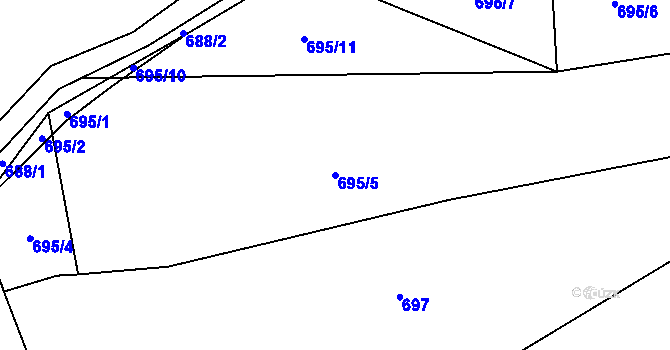 Parcela st. 695/5 v KÚ Městečko u Křivoklátu, Katastrální mapa
