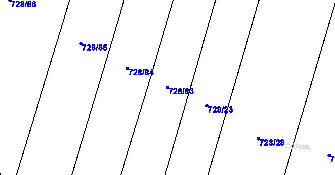 Parcela st. 728/83 v KÚ Městečko u Křivoklátu, Katastrální mapa