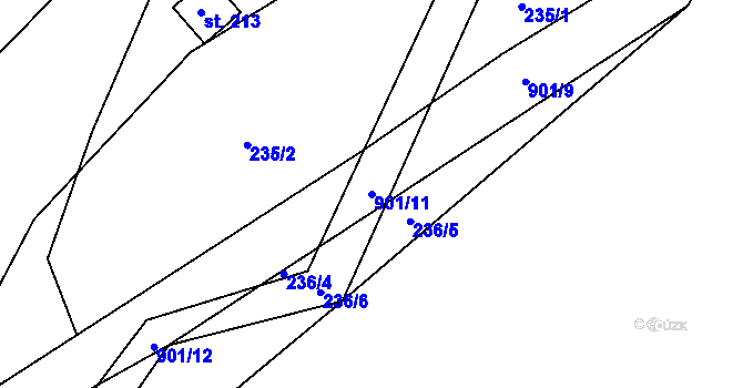Parcela st. 901/11 v KÚ Městečko u Křivoklátu, Katastrální mapa