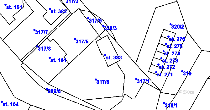 Parcela st. 383 v KÚ Městečko u Křivoklátu, Katastrální mapa