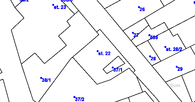 Parcela st. 22 v KÚ Městečko Trnávka, Katastrální mapa