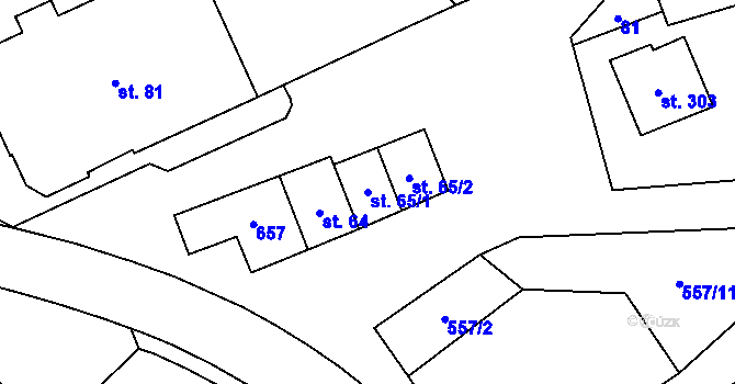 Parcela st. 65/1 v KÚ Městečko Trnávka, Katastrální mapa