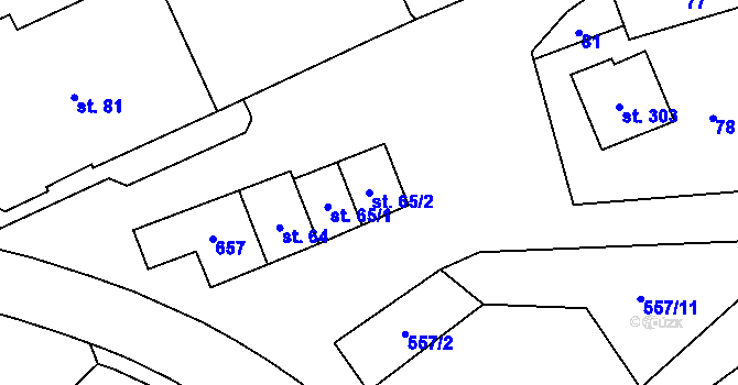 Parcela st. 65/2 v KÚ Městečko Trnávka, Katastrální mapa