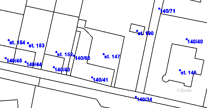 Parcela st. 147 v KÚ Městečko Trnávka, Katastrální mapa