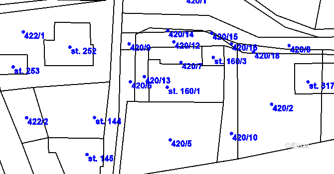Parcela st. 160/1 v KÚ Městečko Trnávka, Katastrální mapa