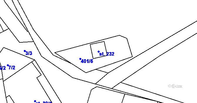 Parcela st. 232 v KÚ Městečko Trnávka, Katastrální mapa