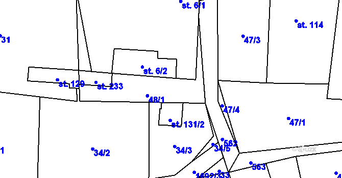Parcela st. 234 v KÚ Městečko Trnávka, Katastrální mapa