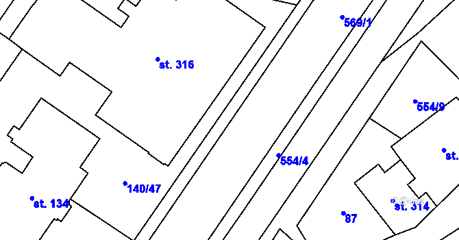 Parcela st. 140/7 v KÚ Městečko Trnávka, Katastrální mapa