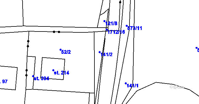 Parcela st. 141/2 v KÚ Městečko Trnávka, Katastrální mapa
