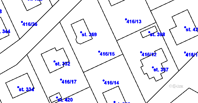 Parcela st. 416/15 v KÚ Městečko Trnávka, Katastrální mapa
