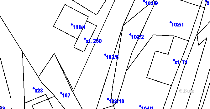 Parcela st. 102/6 v KÚ Městečko Trnávka, Katastrální mapa