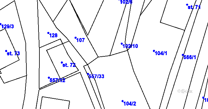 Parcela st. 104/3 v KÚ Městečko Trnávka, Katastrální mapa