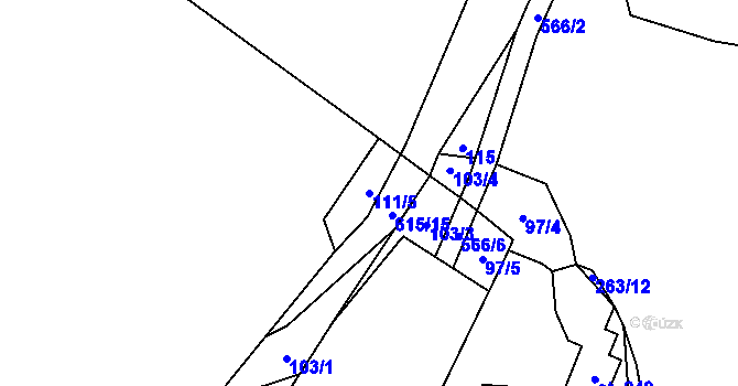 Parcela st. 111/5 v KÚ Městečko Trnávka, Katastrální mapa