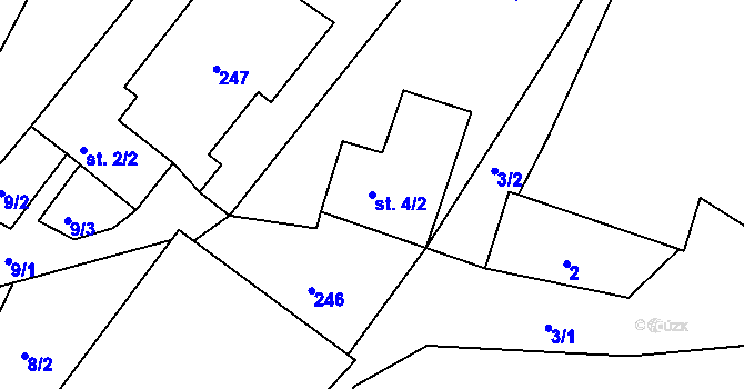 Parcela st. 4/2 v KÚ Mezihoří u Městečka Trnávky, Katastrální mapa