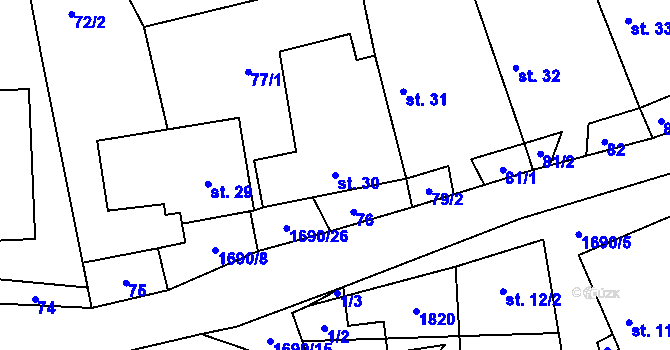 Parcela st. 30 v KÚ Stará Trnávka, Katastrální mapa