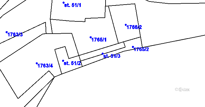 Parcela st. 51/3 v KÚ Stará Trnávka, Katastrální mapa