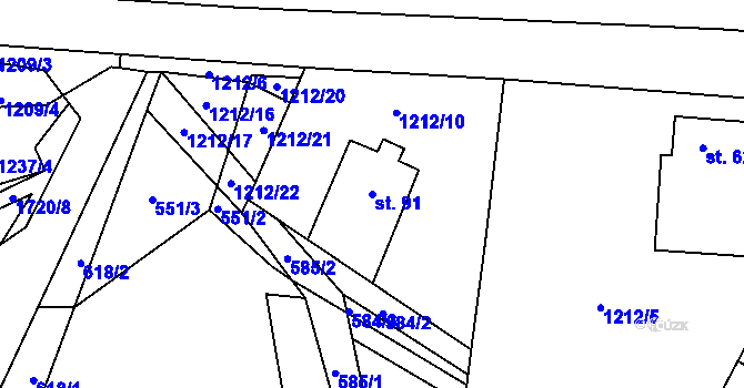 Parcela st. 91 v KÚ Stará Trnávka, Katastrální mapa