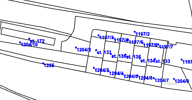 Parcela st. 137 v KÚ Stará Trnávka, Katastrální mapa