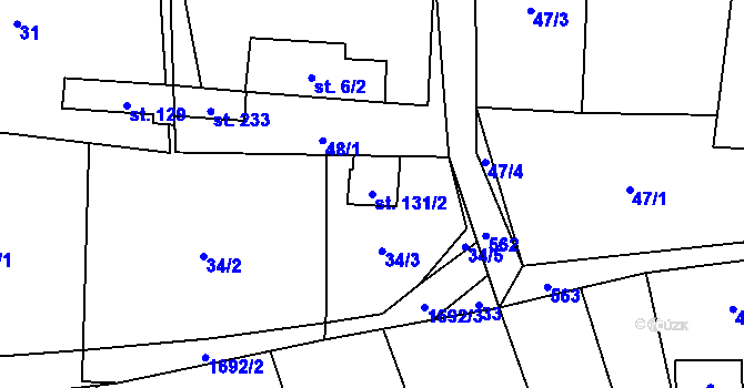 Parcela st. 131/2 v KÚ Stará Trnávka, Katastrální mapa