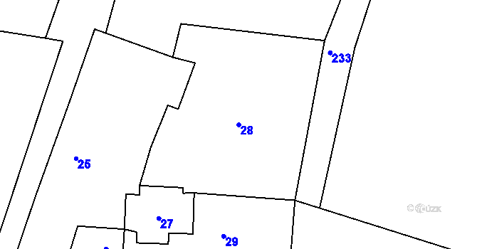 Parcela st. 28 v KÚ Burkvíz, Katastrální mapa