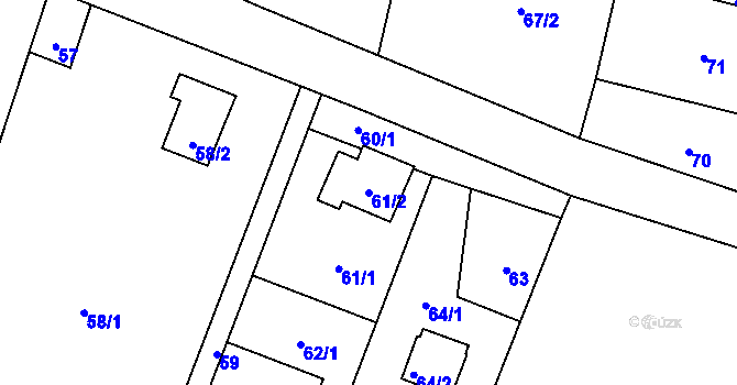 Parcela st. 61/2 v KÚ Burkvíz, Katastrální mapa