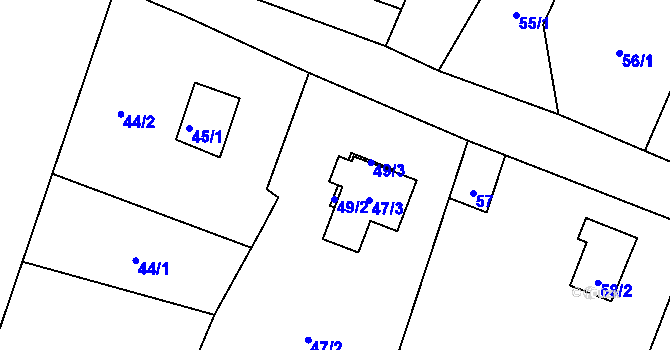 Parcela st. 47/4 v KÚ Burkvíz, Katastrální mapa