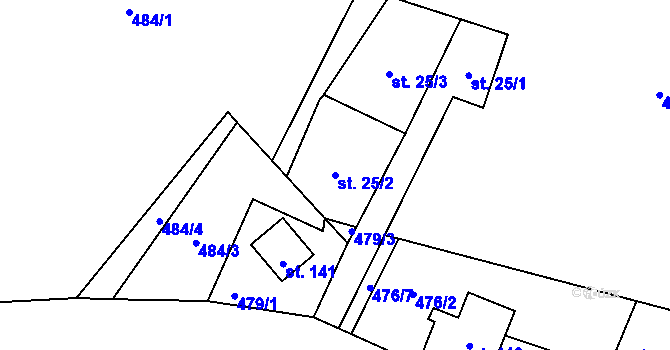 Parcela st. 25/2 v KÚ Česká Ves u Města Albrechtic, Katastrální mapa