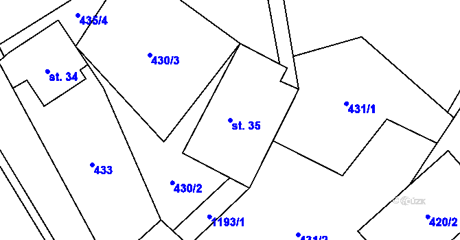 Parcela st. 35 v KÚ Česká Ves u Města Albrechtic, Katastrální mapa