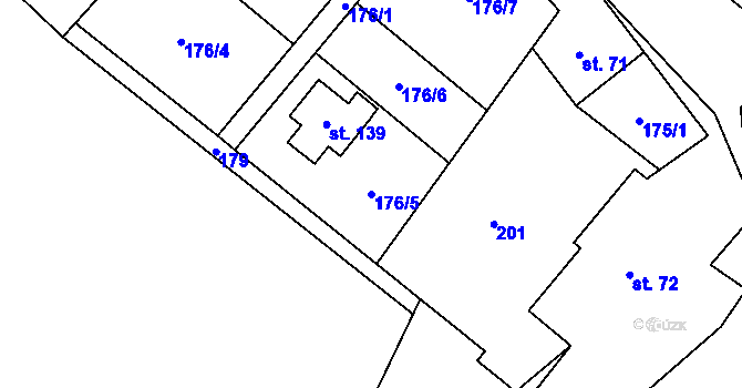 Parcela st. 176/5 v KÚ Česká Ves u Města Albrechtic, Katastrální mapa