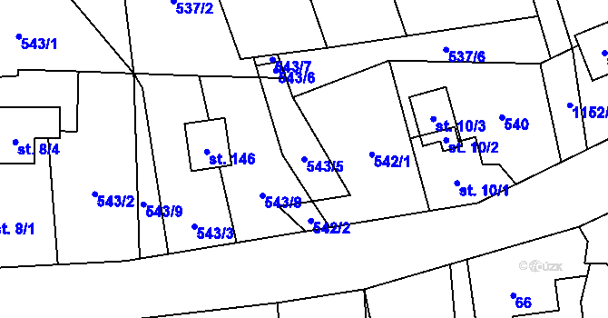 Parcela st. 543/5 v KÚ Česká Ves u Města Albrechtic, Katastrální mapa