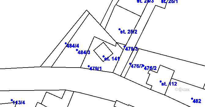 Parcela st. 141 v KÚ Česká Ves u Města Albrechtic, Katastrální mapa